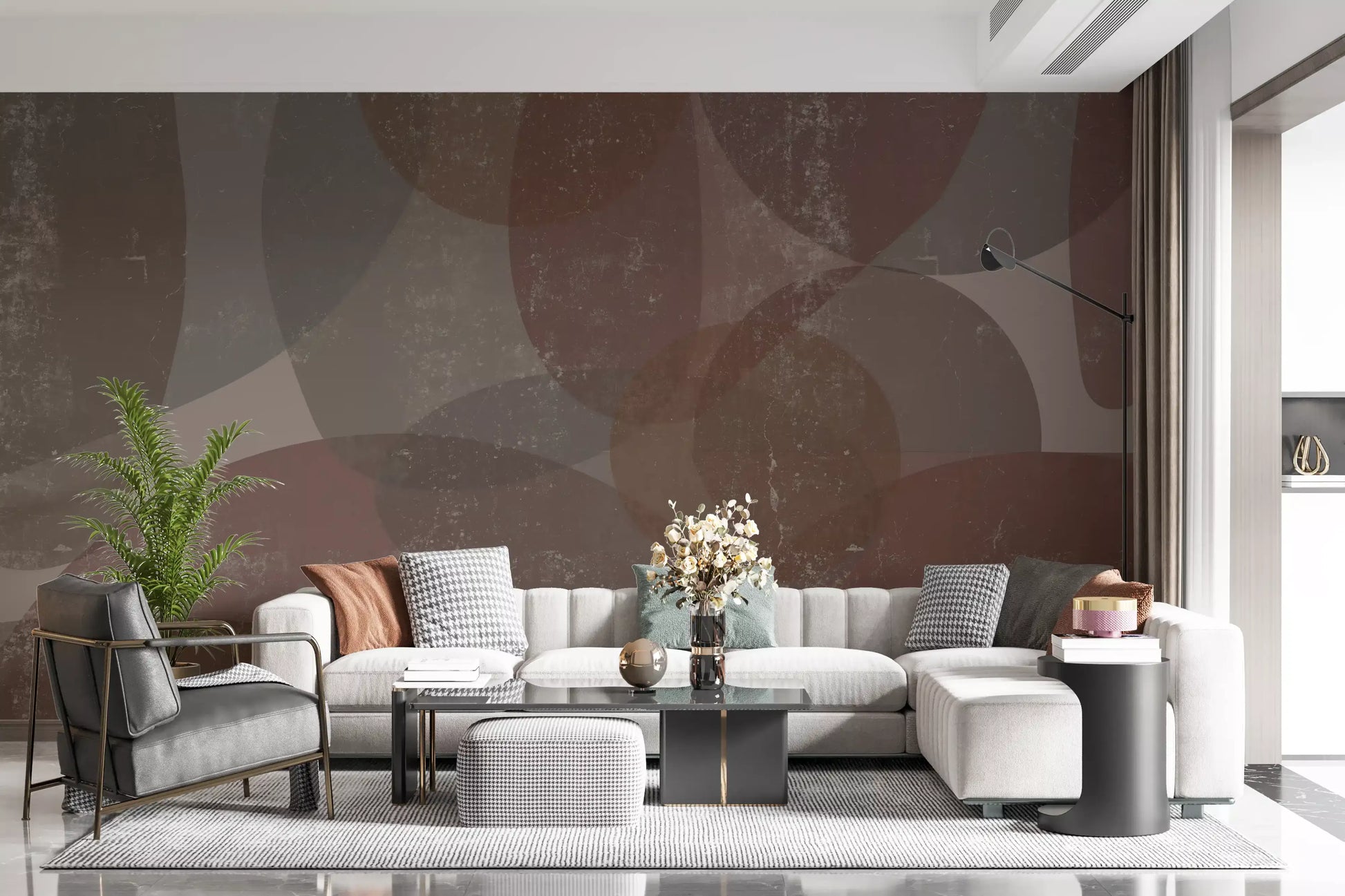 Rustic Earth Tones Abstract Pebble Wallpaper Wall Mural