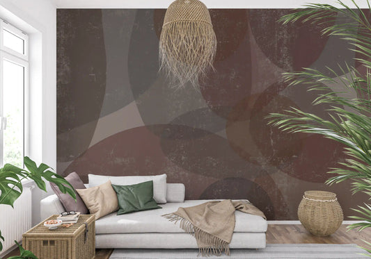 Rustic Earth Tones Abstract Pebble Wall Mural