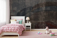 Rustic Concrete and Slate Curvilinear Wallpaper Wall Mural