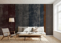 Distressed Concrete Block & Rust Stripe Wallpaper Wall Mural
