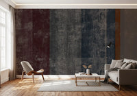 Distressed Concrete Block & Rust Stripe Wallpaper Wall Mural
