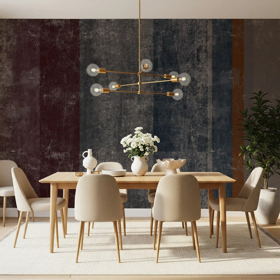 Distressed concrete stripe mural surface with mottled panels and hairline cracks GD10870 