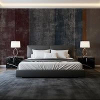 Distressed Concrete Block & Rust Stripe Wallpaper Wall Mural