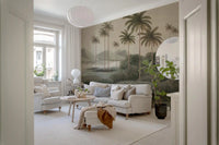 Chinoiserie Tropical Wetland Scenic Wall Mural