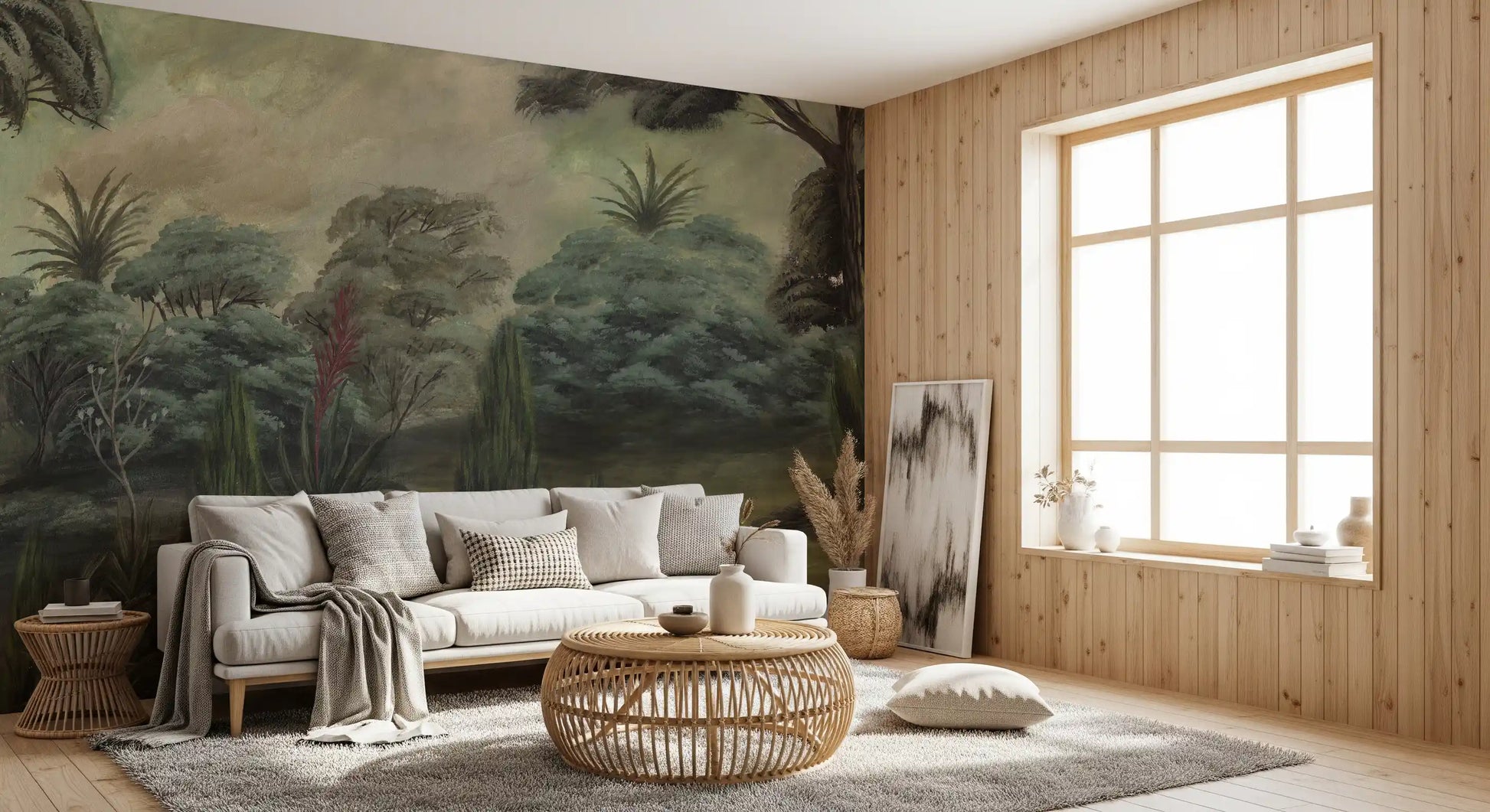 Misty Mediterranean Forest Wall Mural