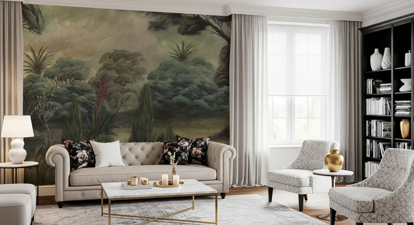 Misty Mediterranean Forest Wall Mural