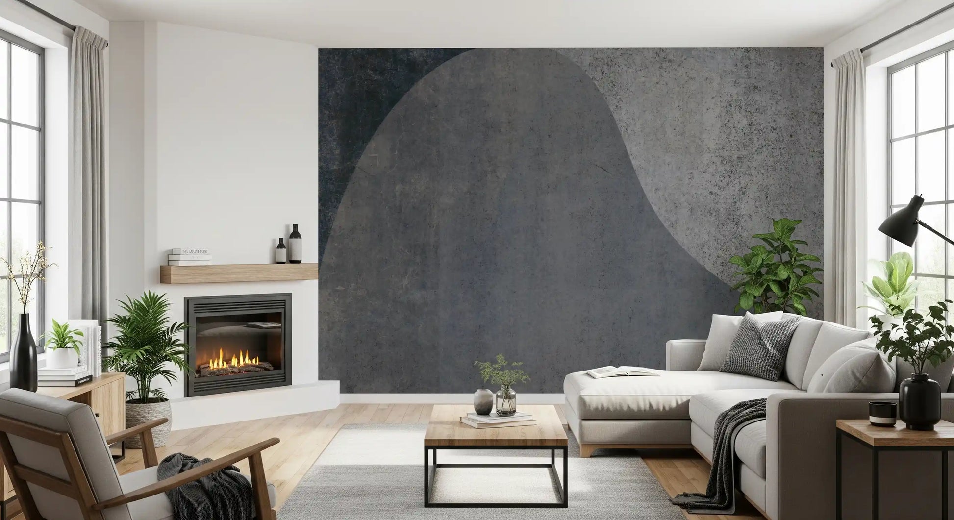 Slate Arches Abstract Industrial Wallpaper Wall Mural