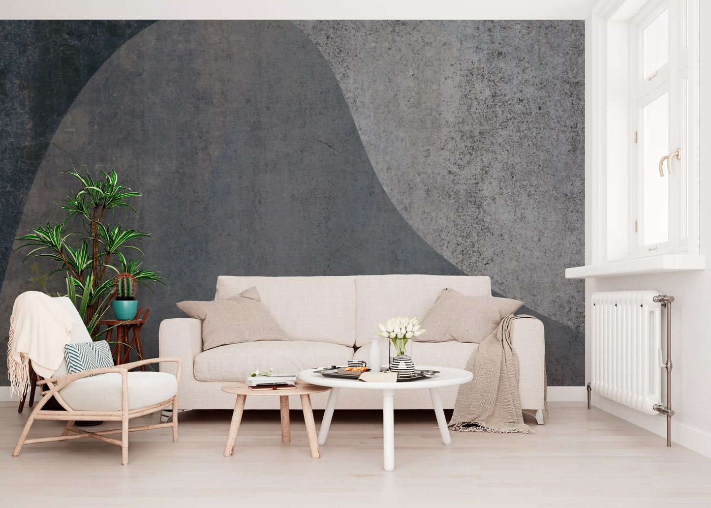 Slate Arches Abstract Industrial Wallpaper Wall Mural