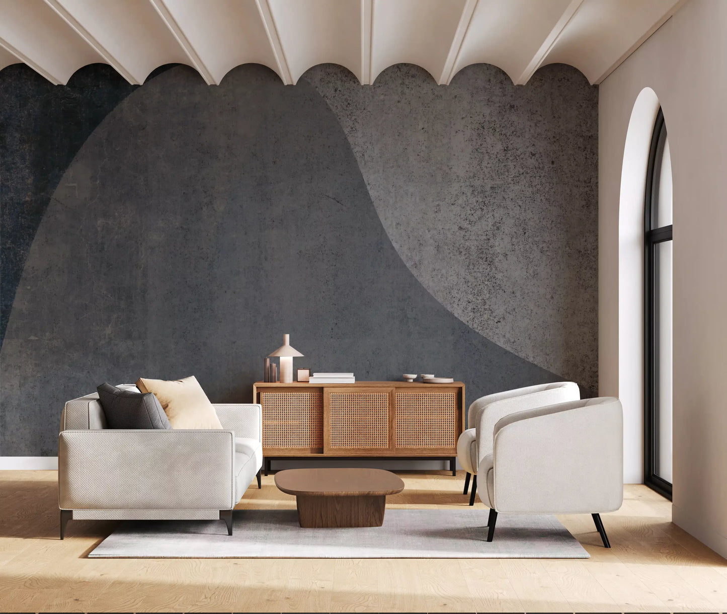 Slate Arches Abstract Industrial Wallpaper Wall Mural
