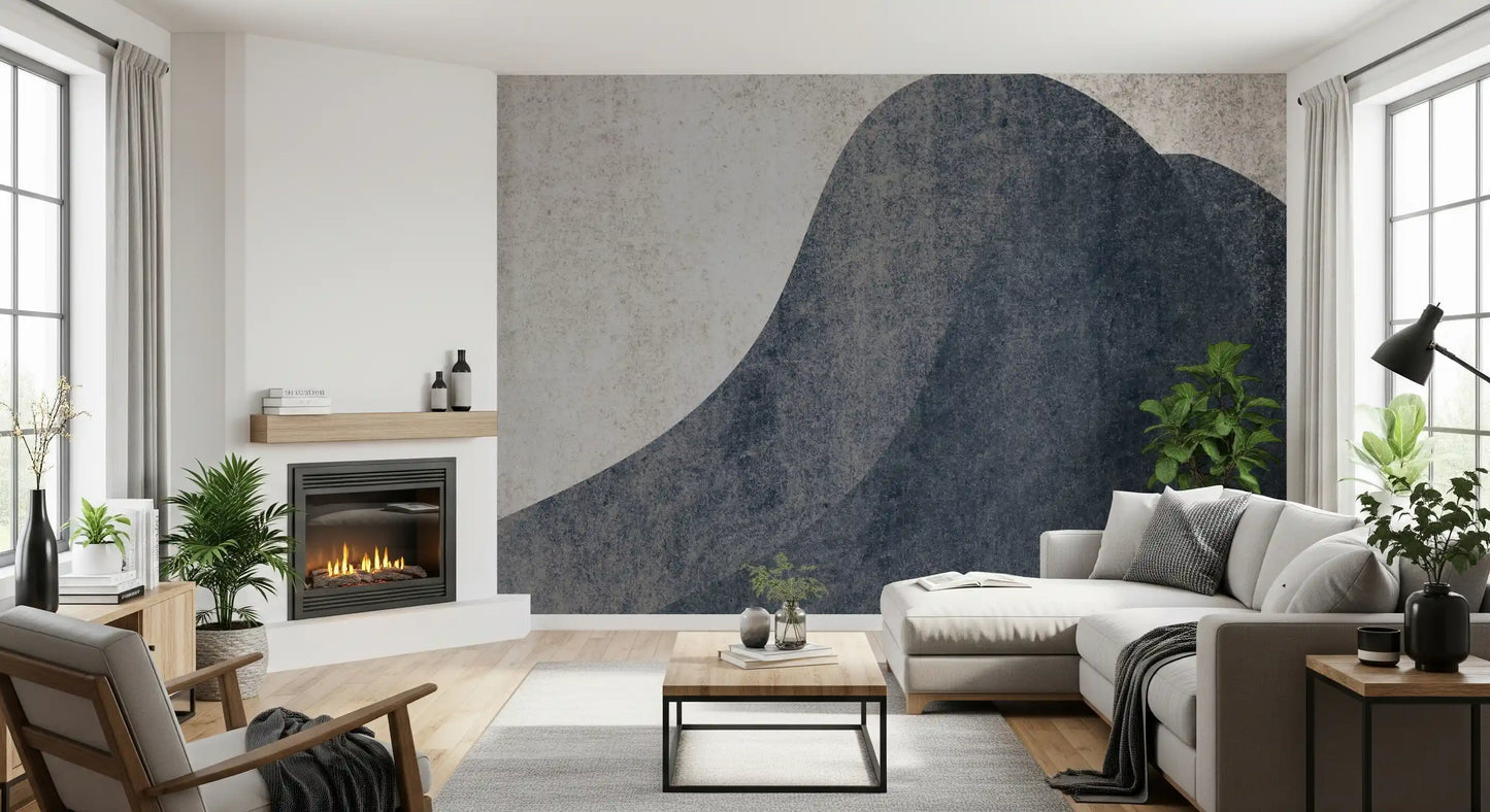 Slate and Stone Textured Abstract Waves Wallpaper Wall Mural
