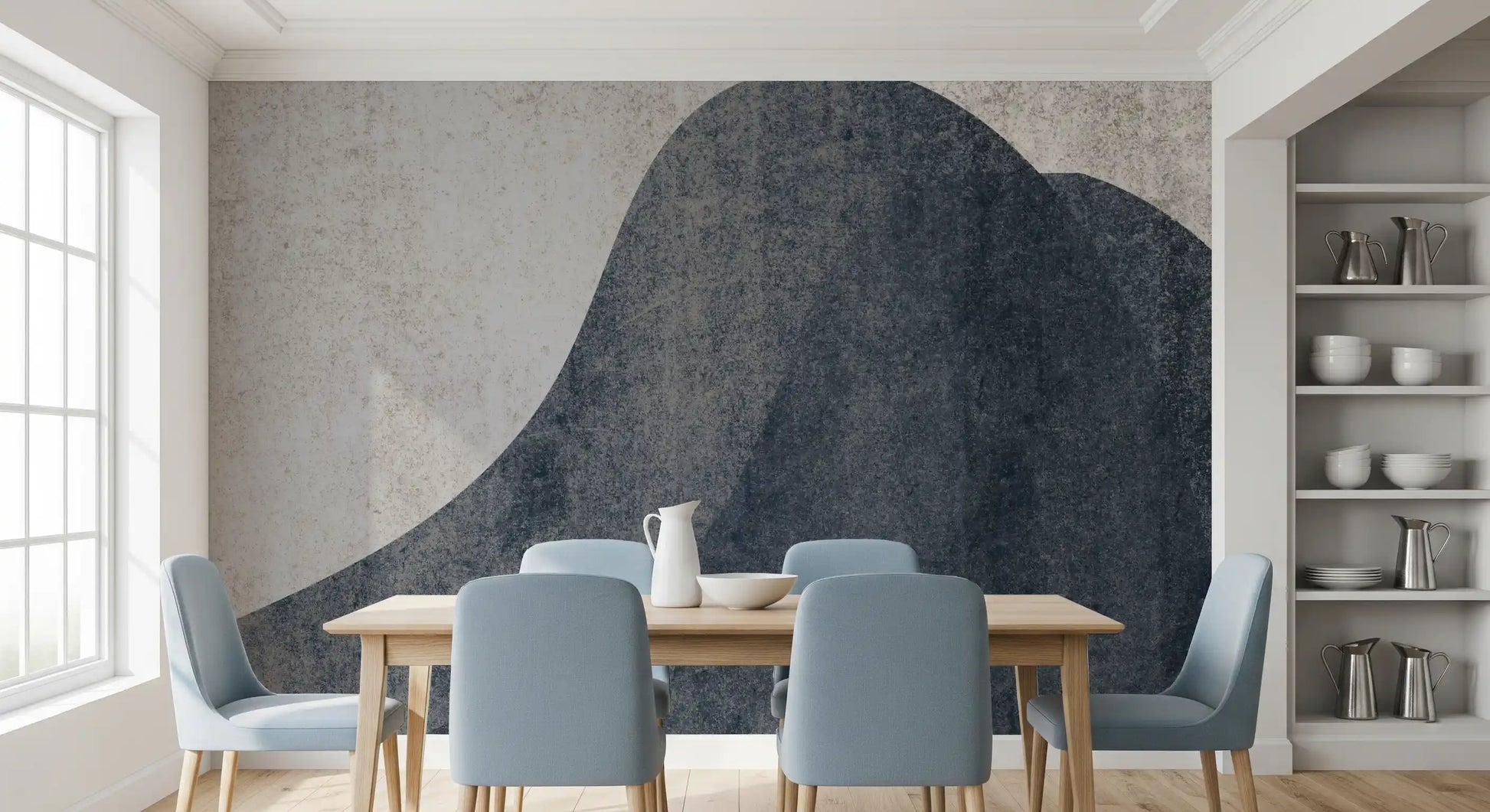 Slate and Stone Textured Abstract Waves Wallpaper Wall Mural
