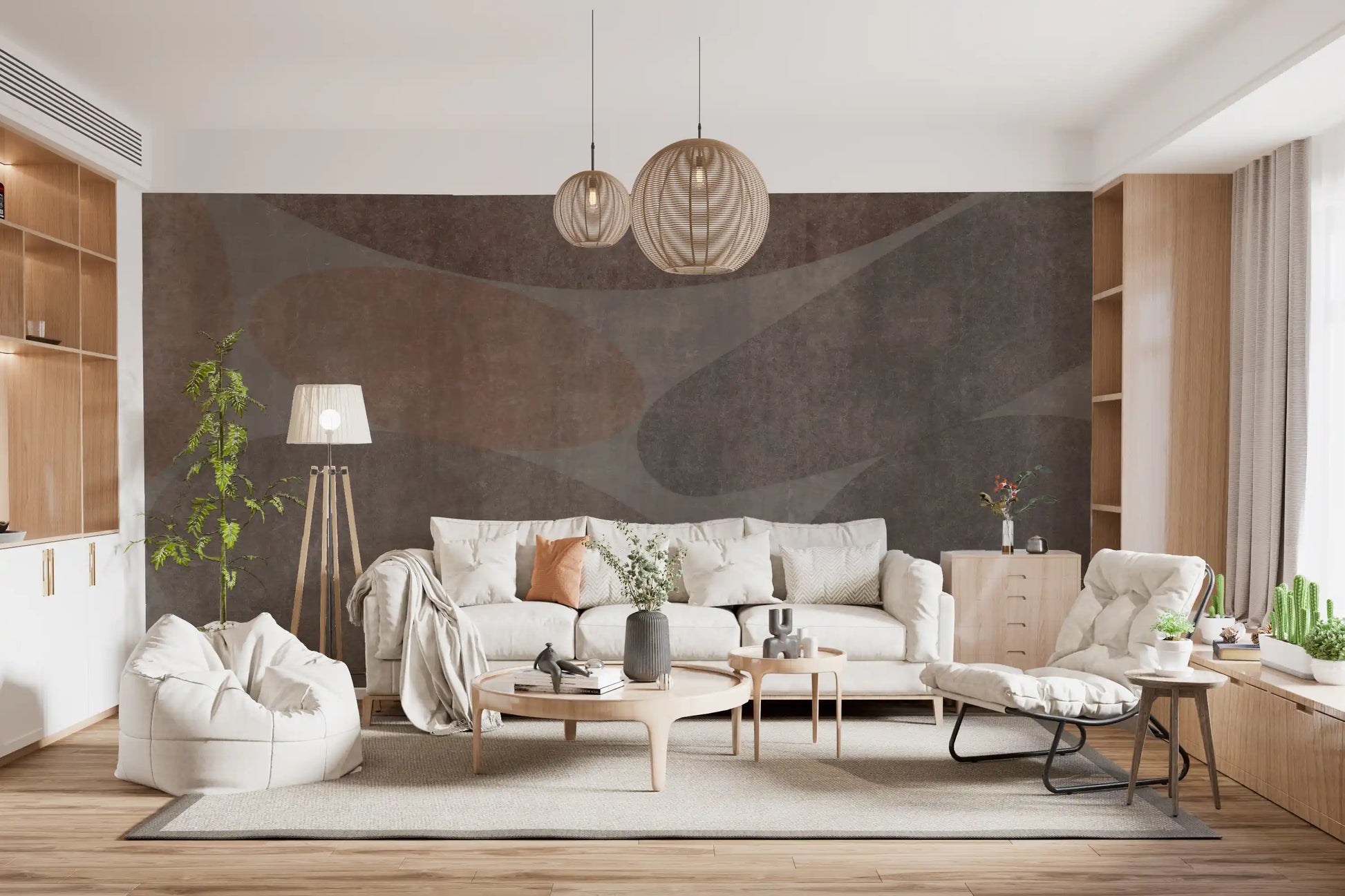 Earthy Abstract Stone Shapes Textured Wallpaper Wall Mural