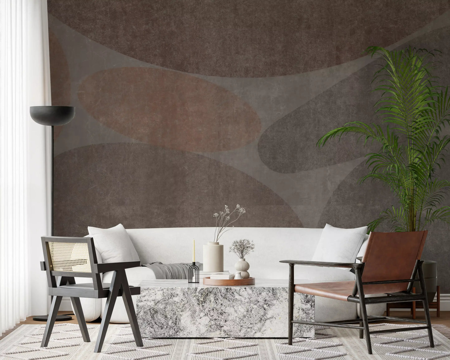 Earthy Abstract Stone Shapes Textured Wallpaper Wall Mural