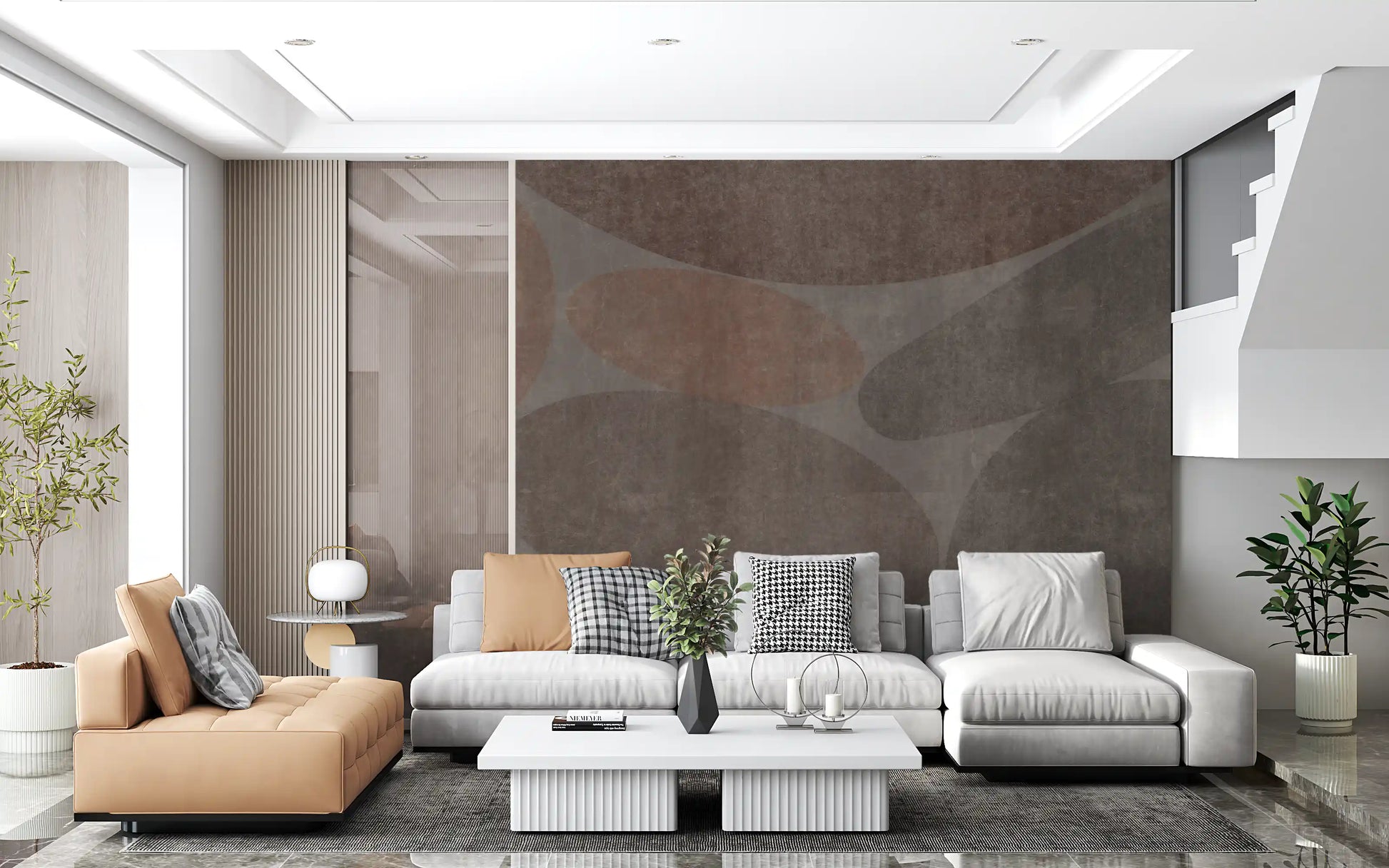 Earthy Abstract Stone Shapes Textured Wallpaper Wall Mural