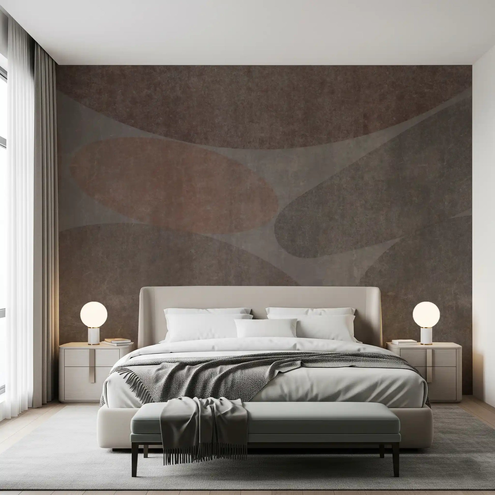 Earthy Abstract Stone Shapes Textured Wallpaper Wall Mural