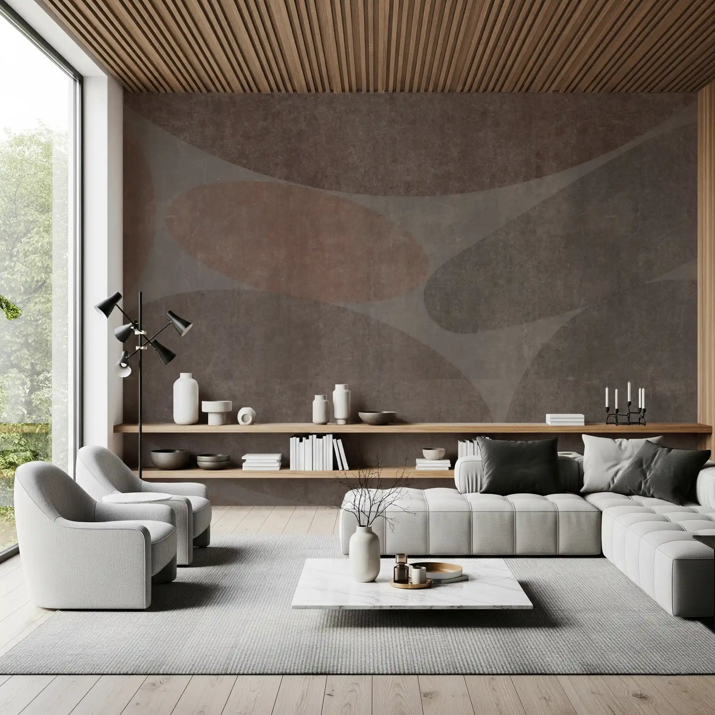 Earthy Abstract Stone Shapes Textured Wallpaper Wall Mural