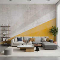 Modern Ochre and Textured Gray Geometric Wallpaper Wall Mural