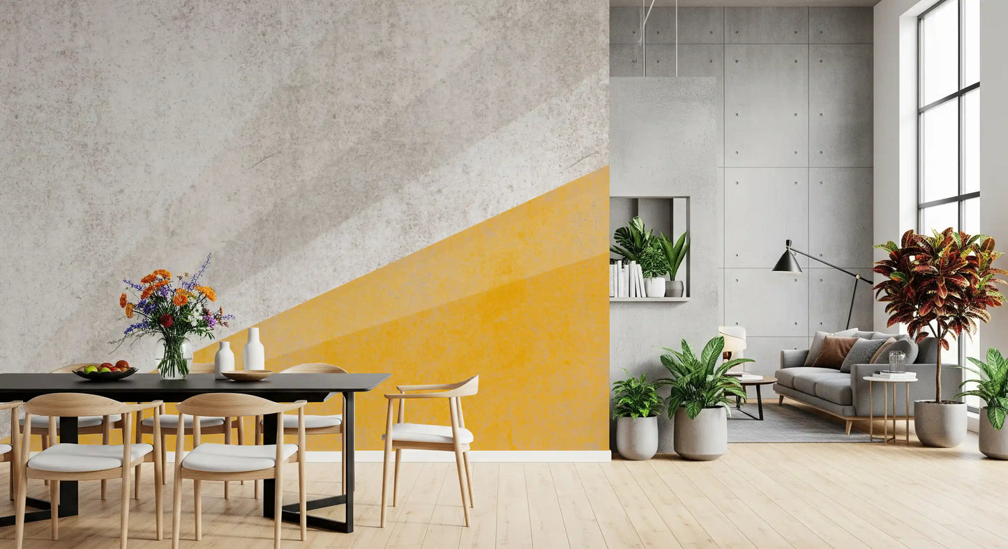 Modern Ochre and Textured Gray Geometric Wallpaper Wall Mural