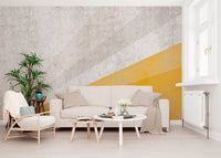 Modern Ochre and Textured Gray Geometric Wallpaper Wall Mural