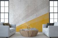 Modern Ochre and Textured Gray Geometric Wallpaper Wall Mural
