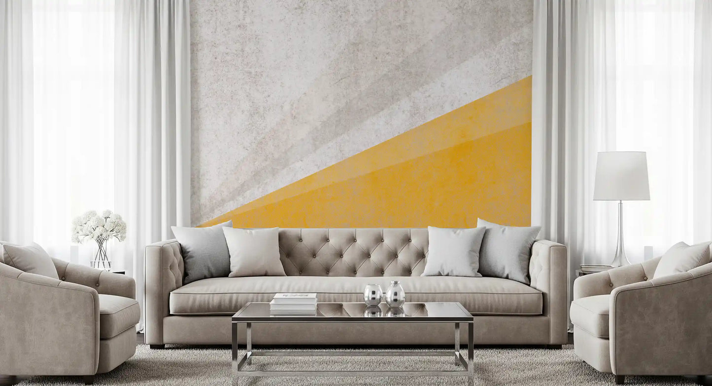 Modern Ochre and Textured Gray Geometric Wallpaper Wall Mural
