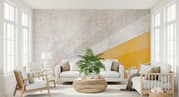 Modern Ochre and Textured Gray Geometric Wallpaper Wall Mural