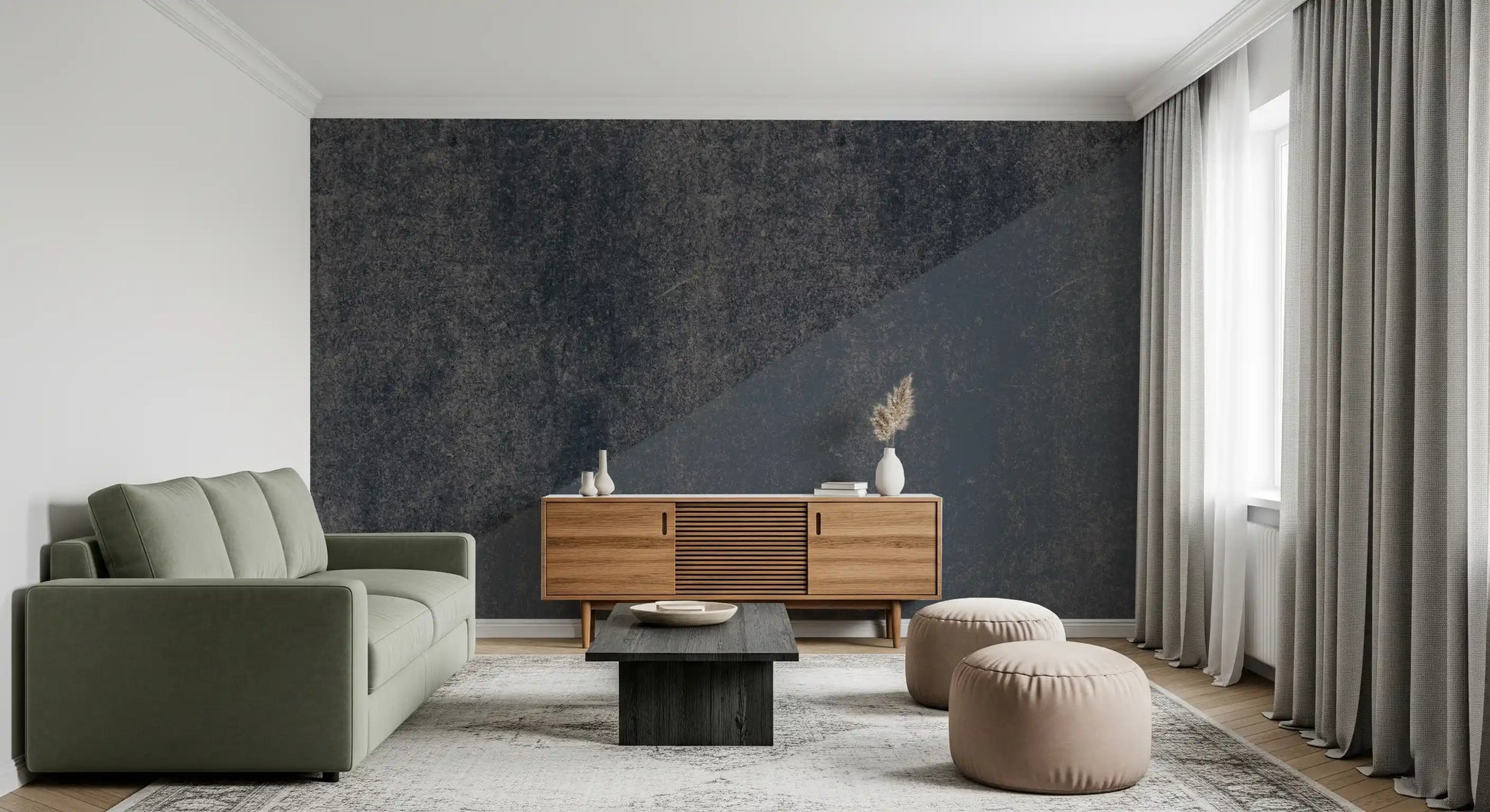 Charcoal and Steel Blue Diagonal Wall Mural Wall Mural