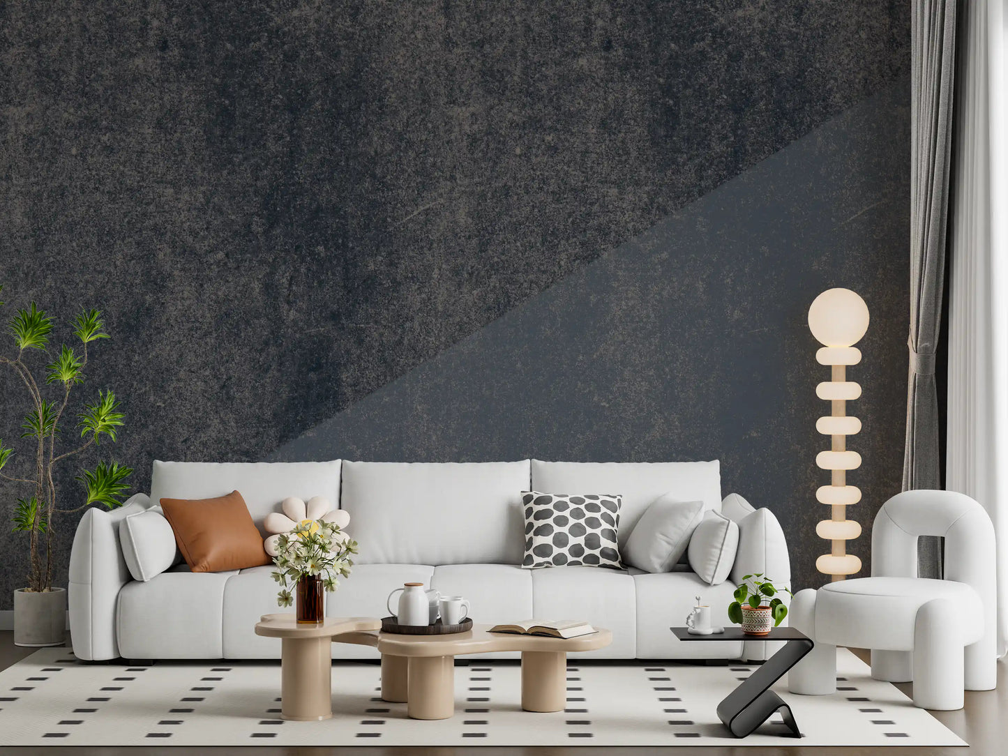 Charcoal and Steel Blue Diagonal Wall Mural Wall Mural