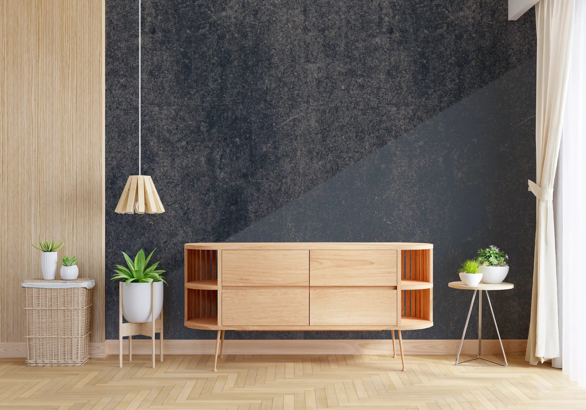 Charcoal and Steel Blue Diagonal Wall Mural Wall Mural