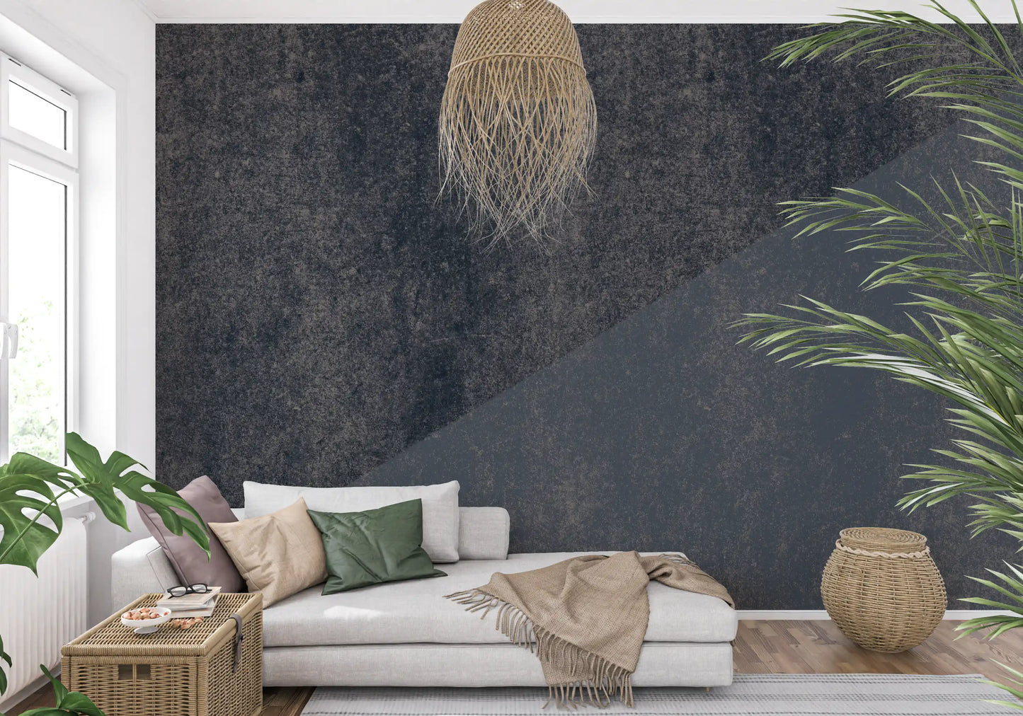 Charcoal and Steel Blue Diagonal Wall Mural Wall Mural