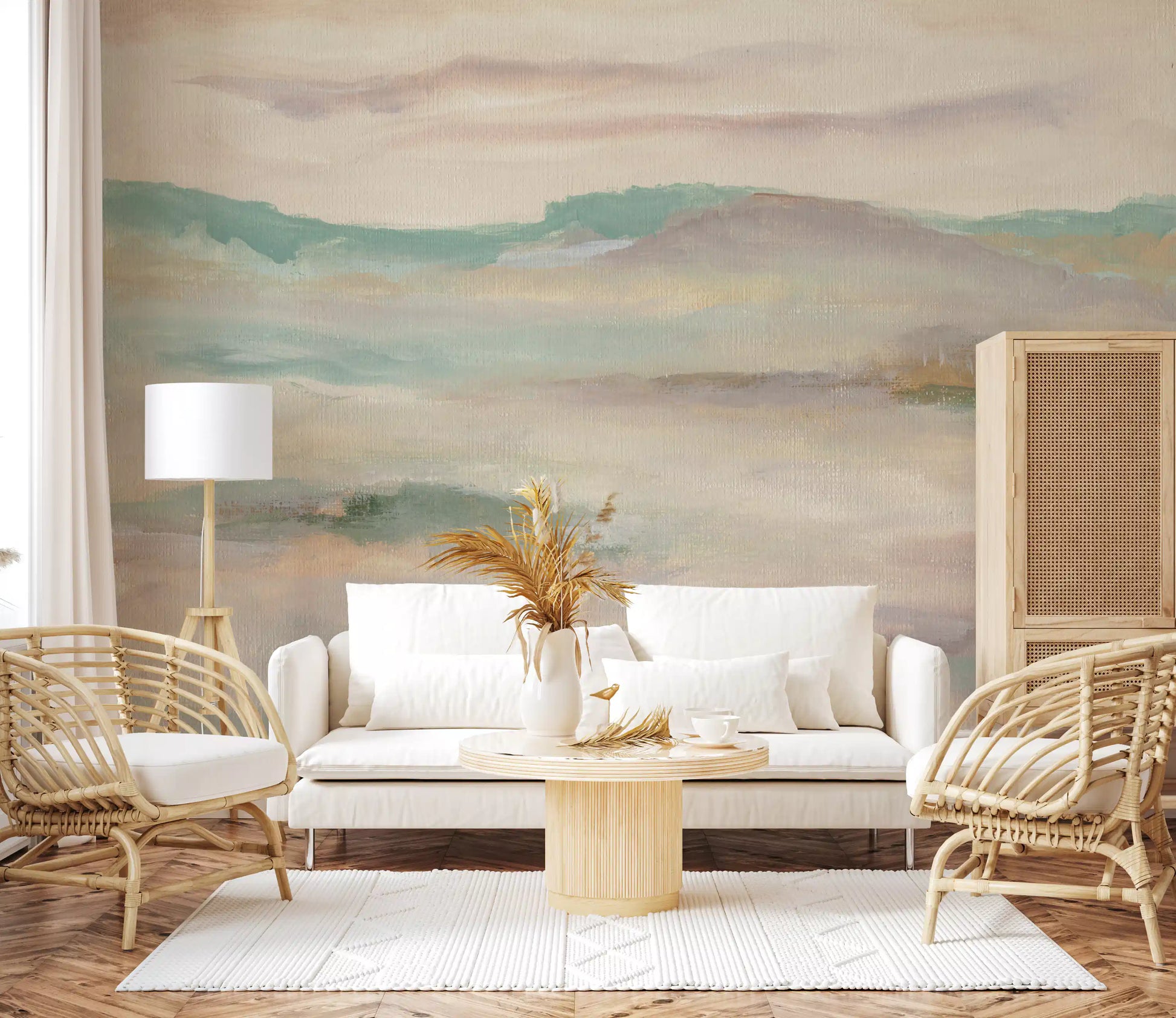 Pastel Mist Abstract Landscape Wallpaper Wall Mural
