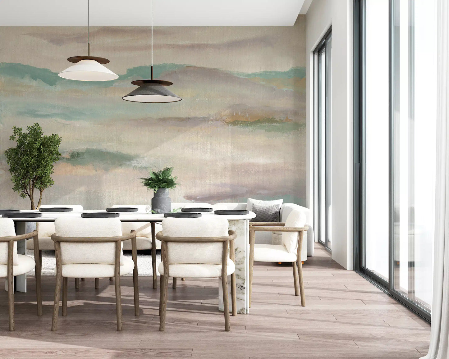 Pastel Mist Abstract Landscape Wallpaper Wall Mural
