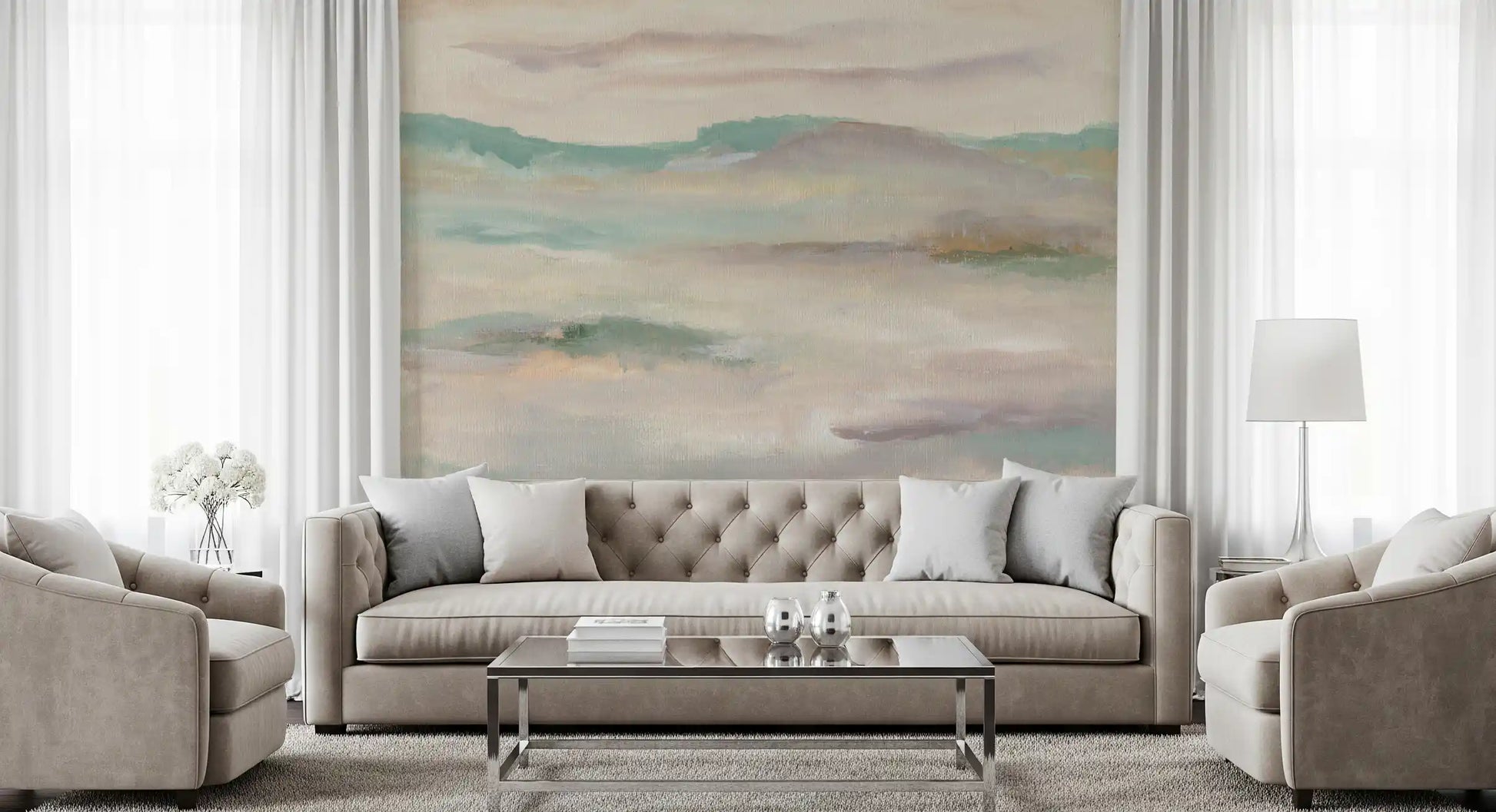 Pastel Mist Abstract Landscape Wallpaper Wall Mural