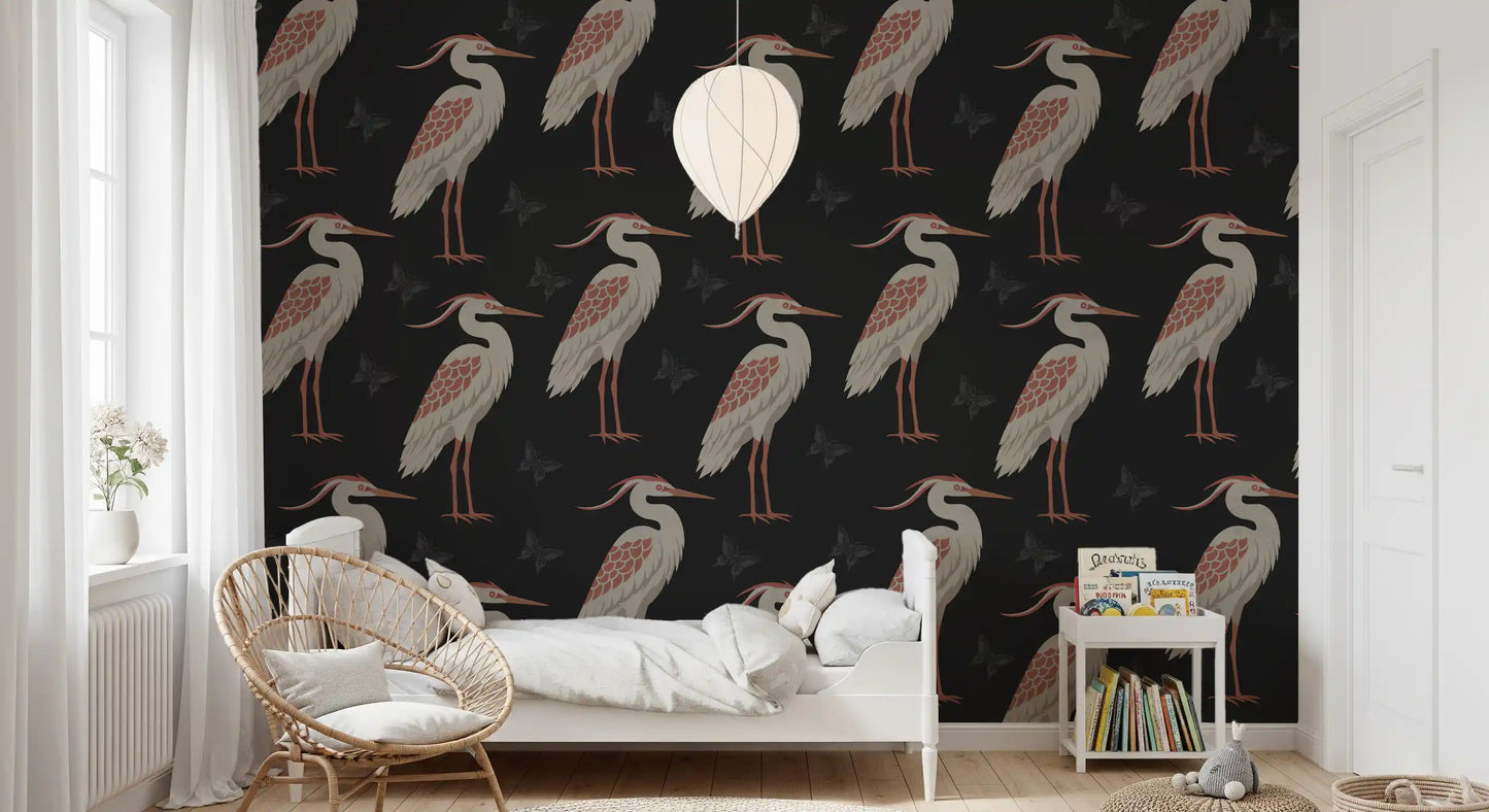 Muted Herons at Night Wall Mural