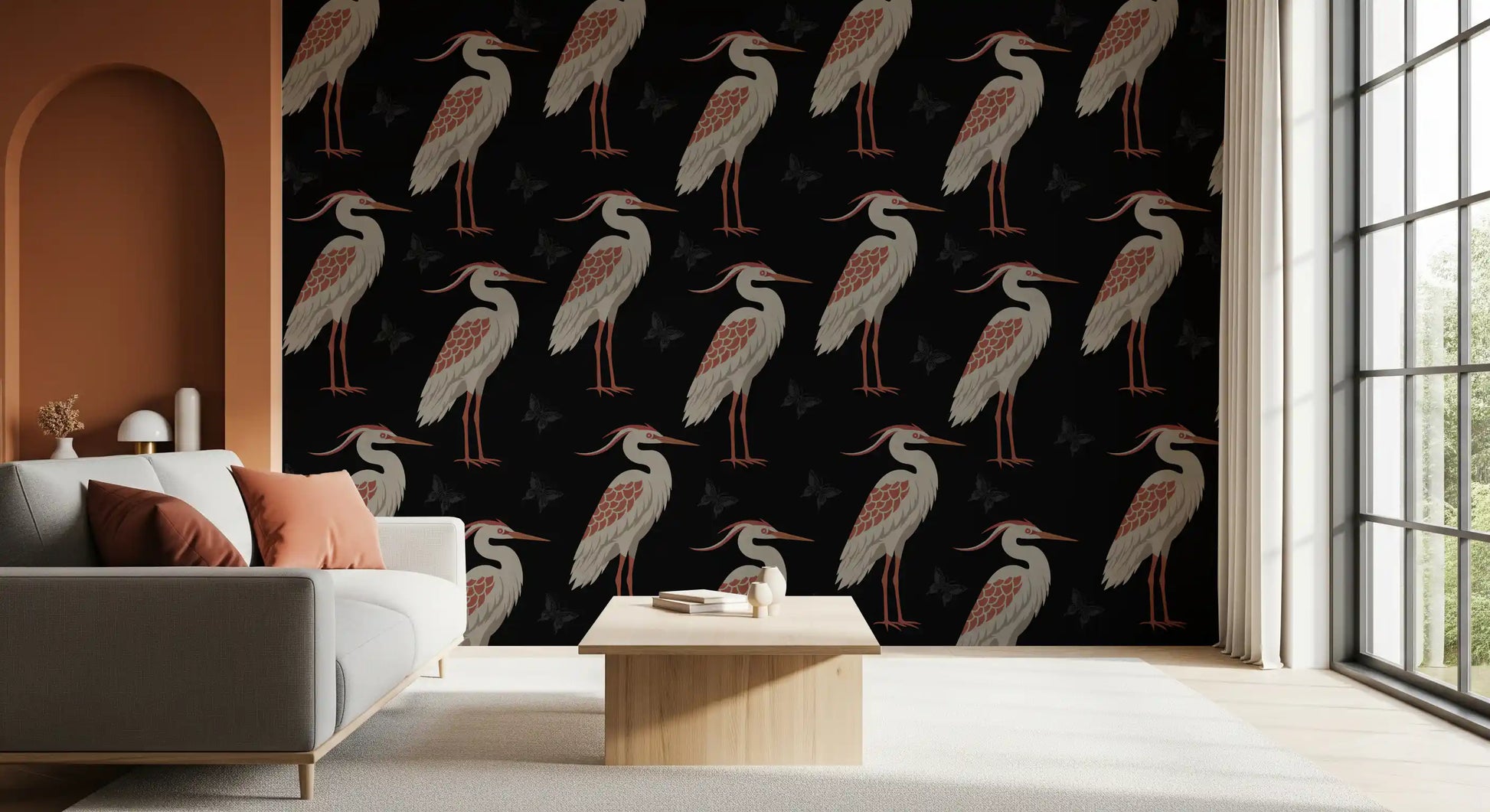 Muted Herons at Night Wall Mural