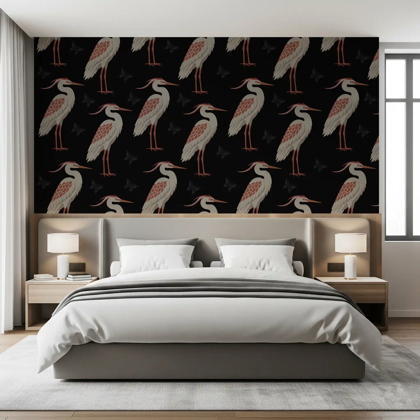Muted Herons at Night Wall Mural