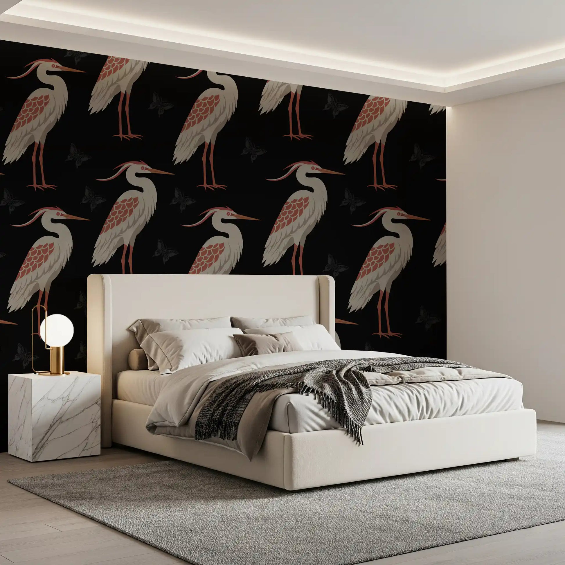 Muted Herons at Night Wall Mural