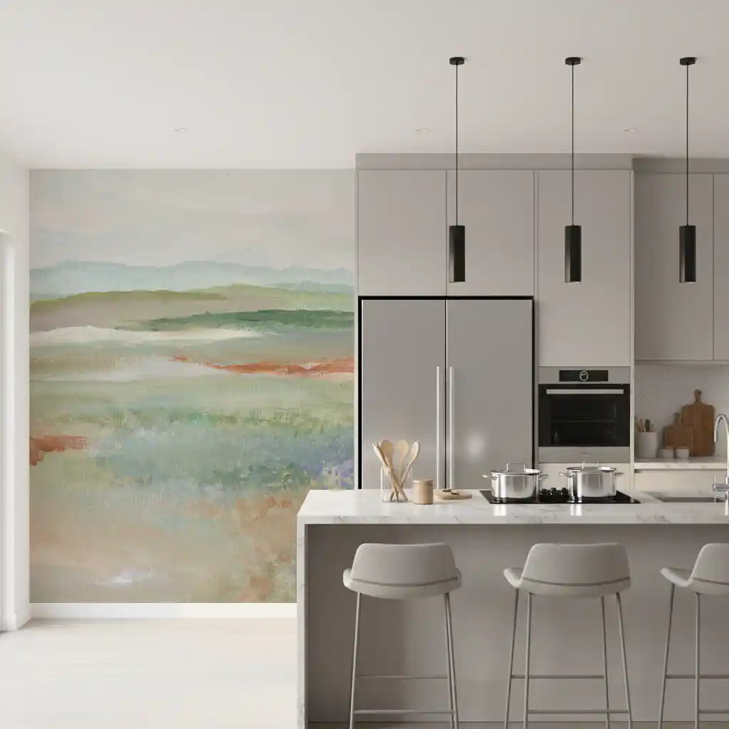 Earthy Meadow Abstract Landscape Wallpaper Wall Mural