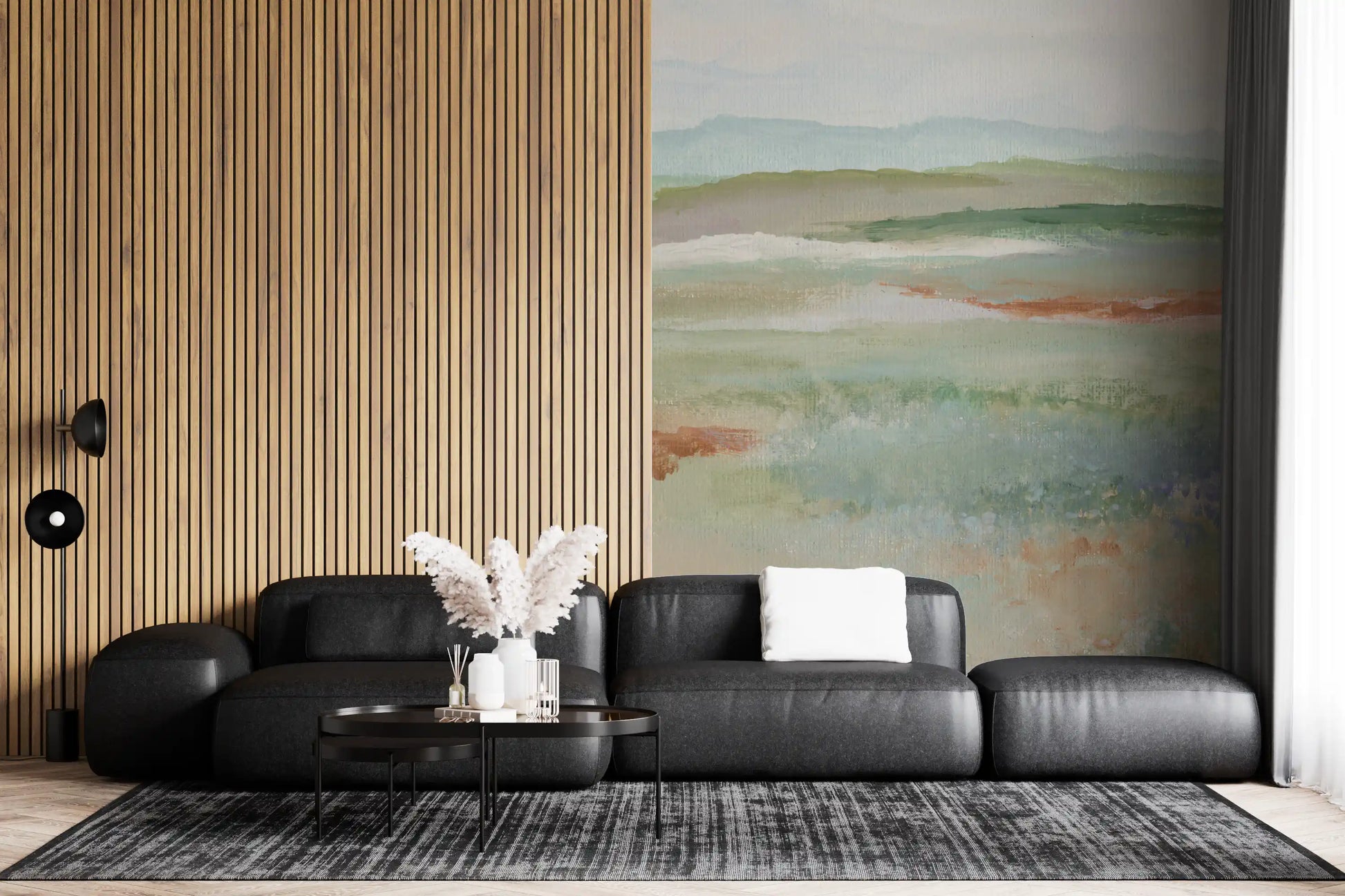 Earthy Meadow Abstract Landscape Wallpaper Wall Mural