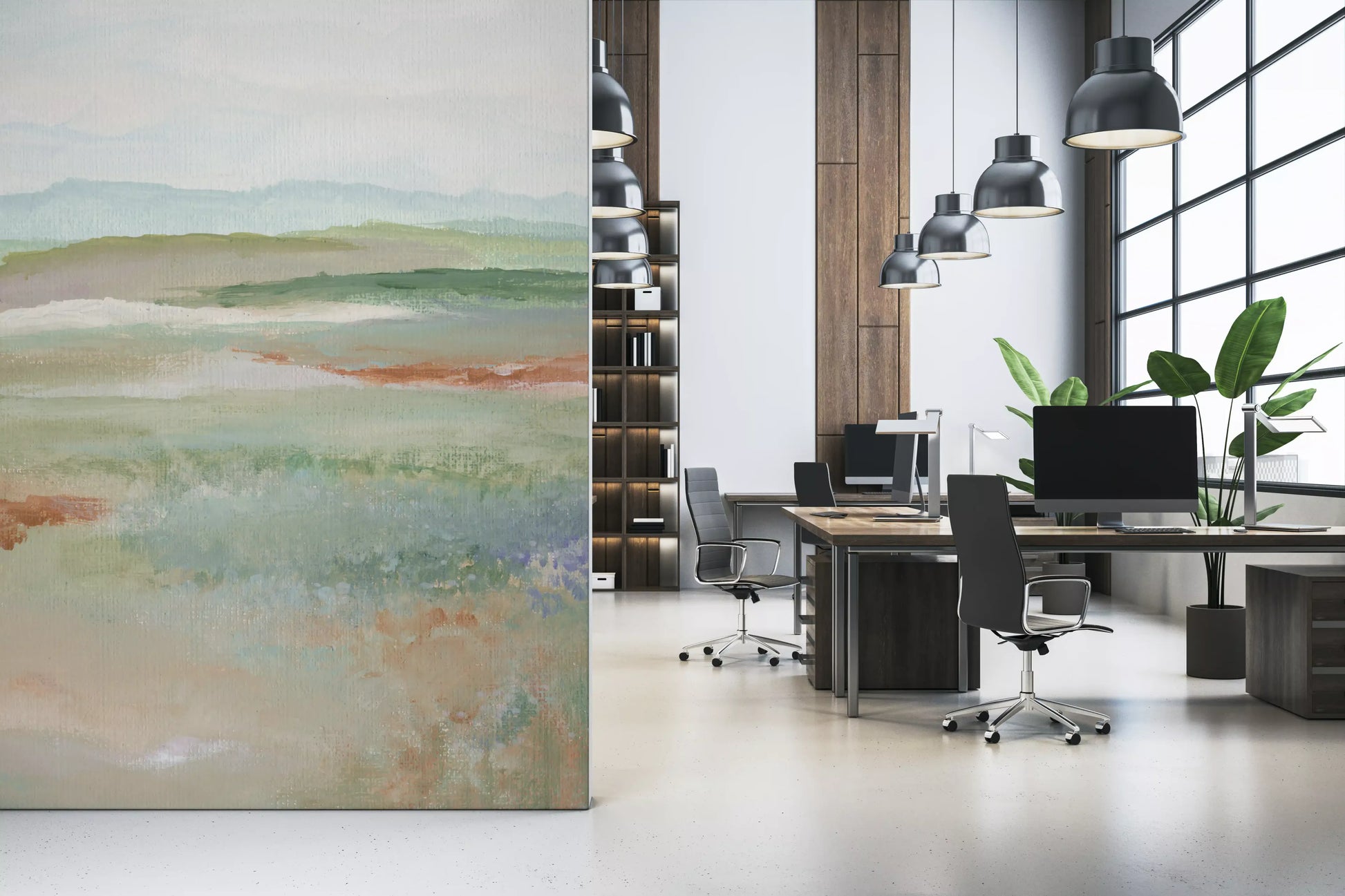 Earthy Meadow Abstract Landscape Wallpaper Wall Mural
