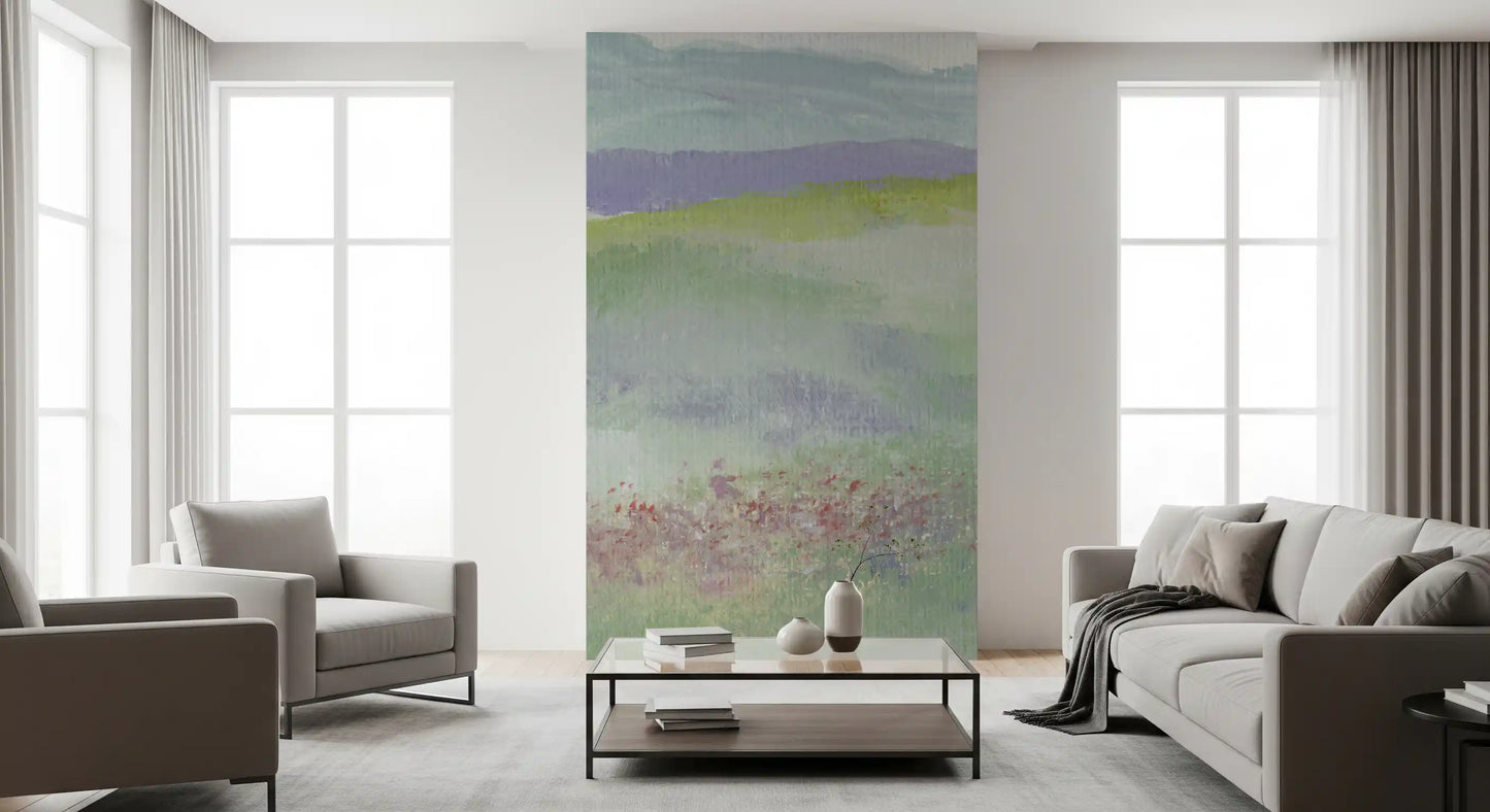 Misty Lavender Meadows Wallpaper Wall Mural