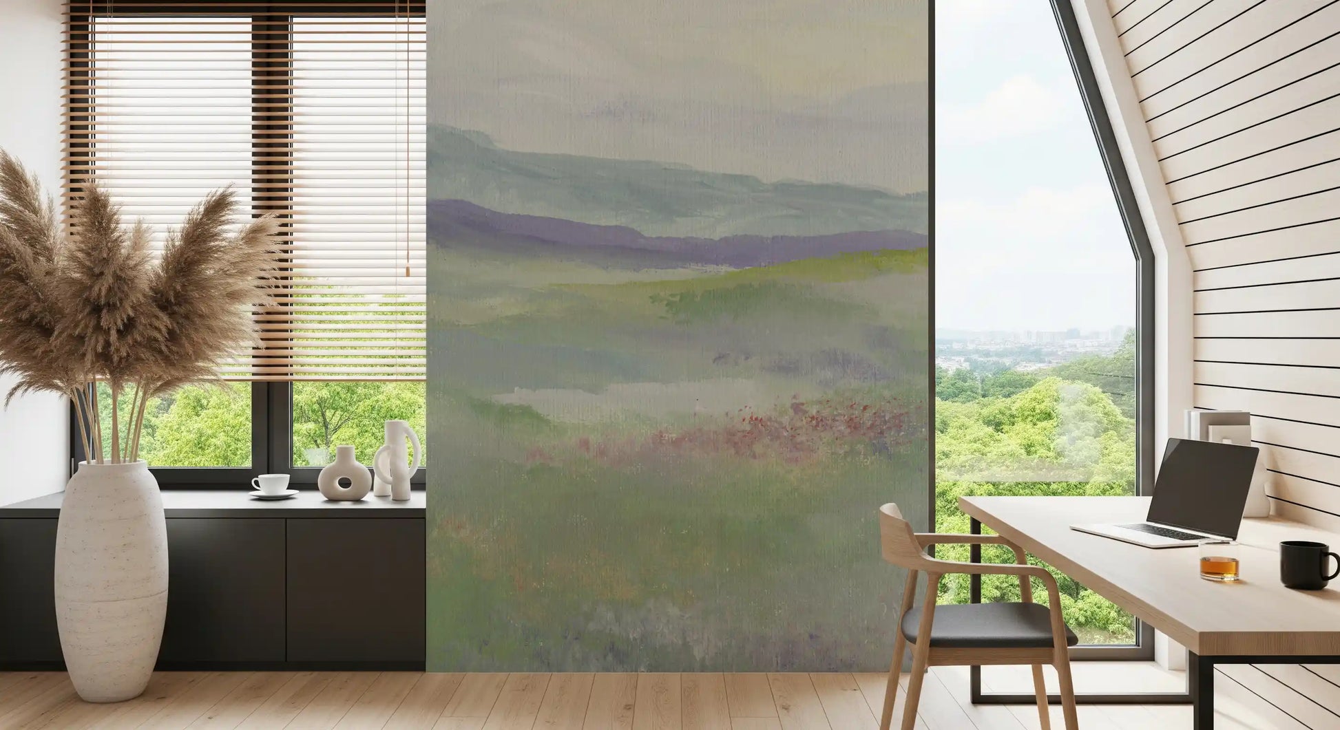 Misty Lavender Meadows Wallpaper Wall Mural