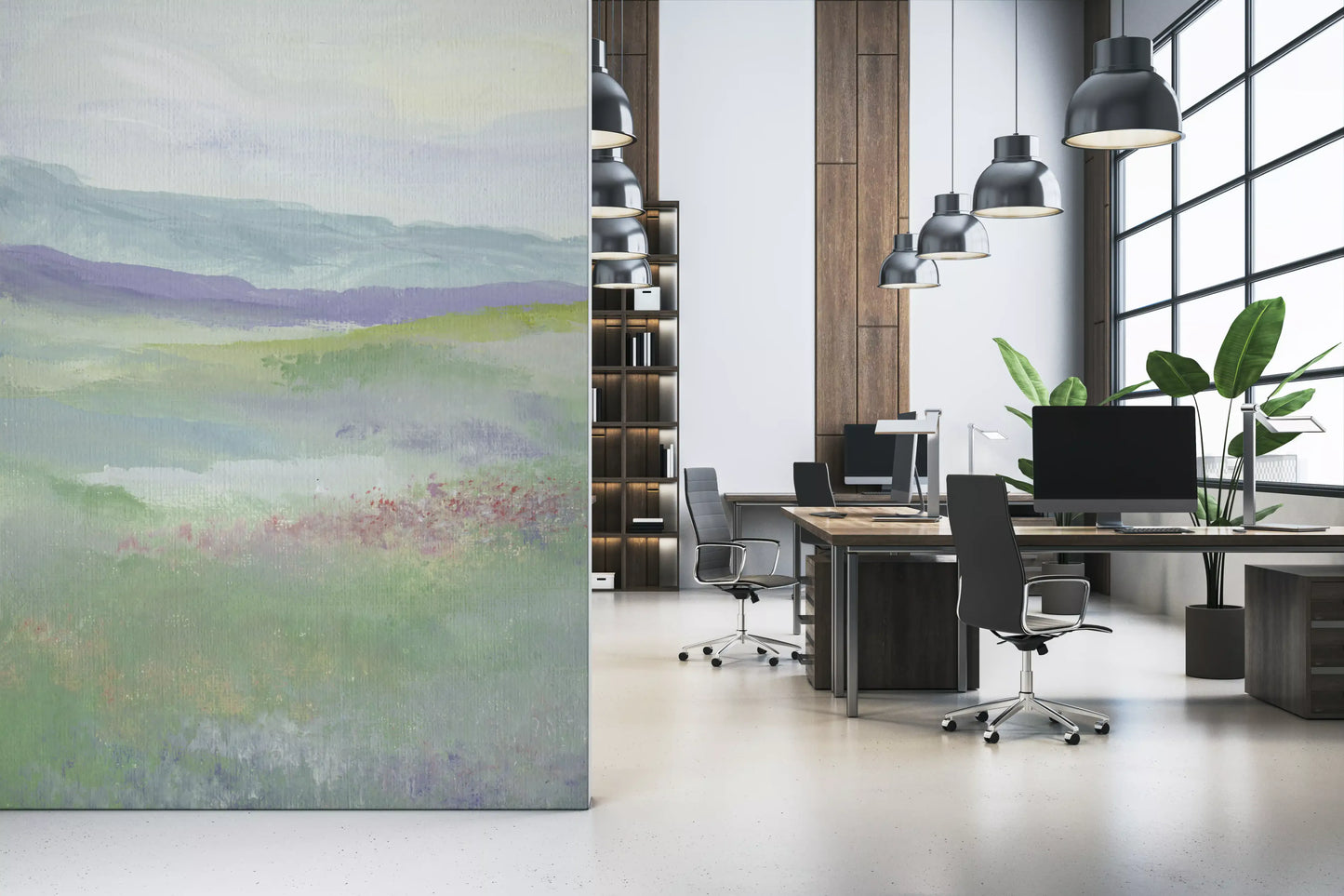 Misty Lavender Meadows Wallpaper Wall Mural