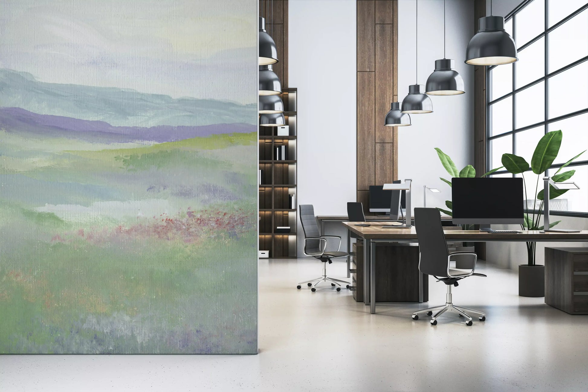 Misty Lavender Meadows Wallpaper Wall Mural