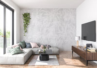 Pale Alabaster Foliage Textured Wall Mural