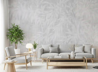 Pale Alabaster Foliage Textured Wall Mural
