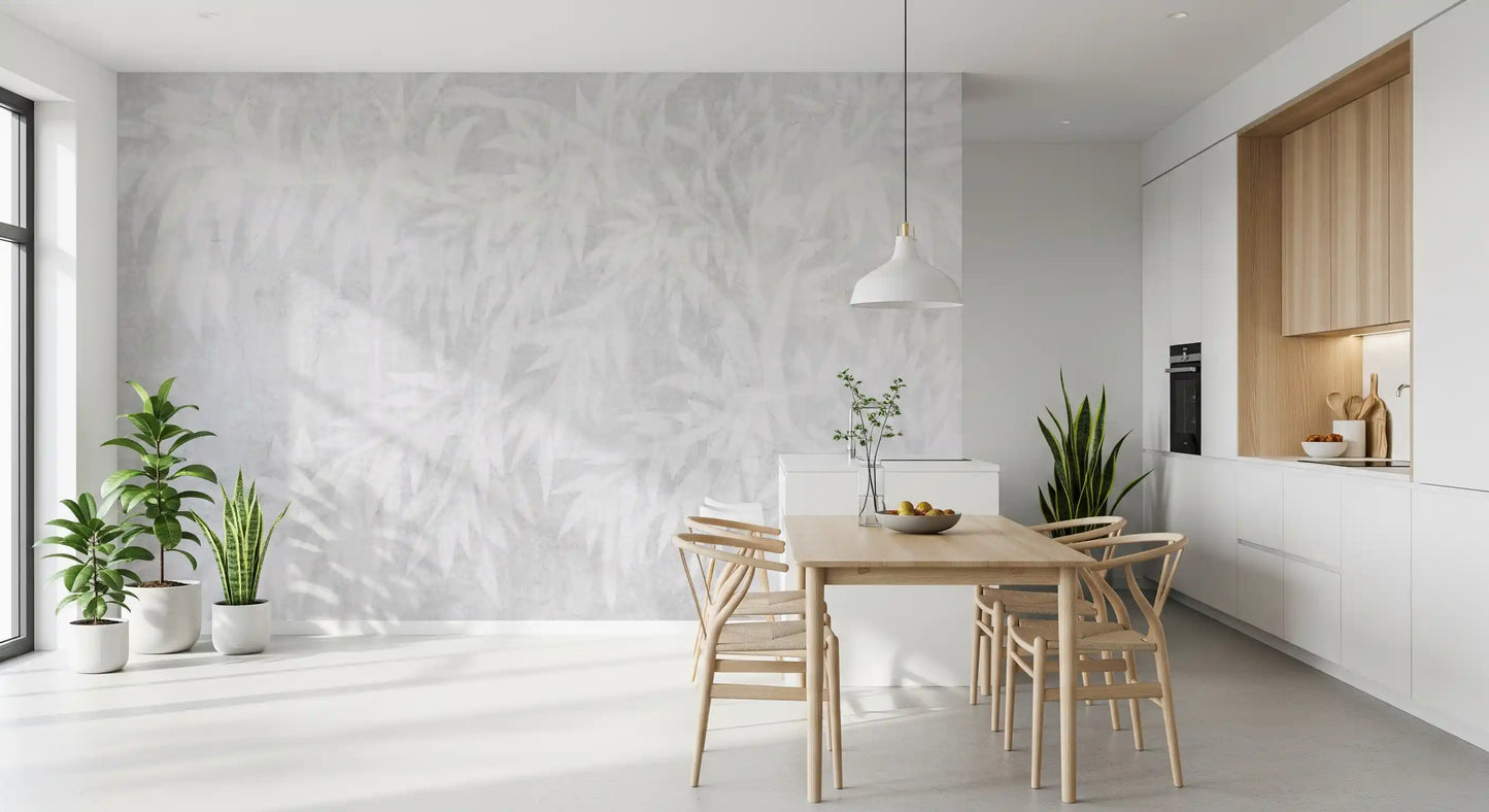 Pale Alabaster Foliage Textured Wall Mural