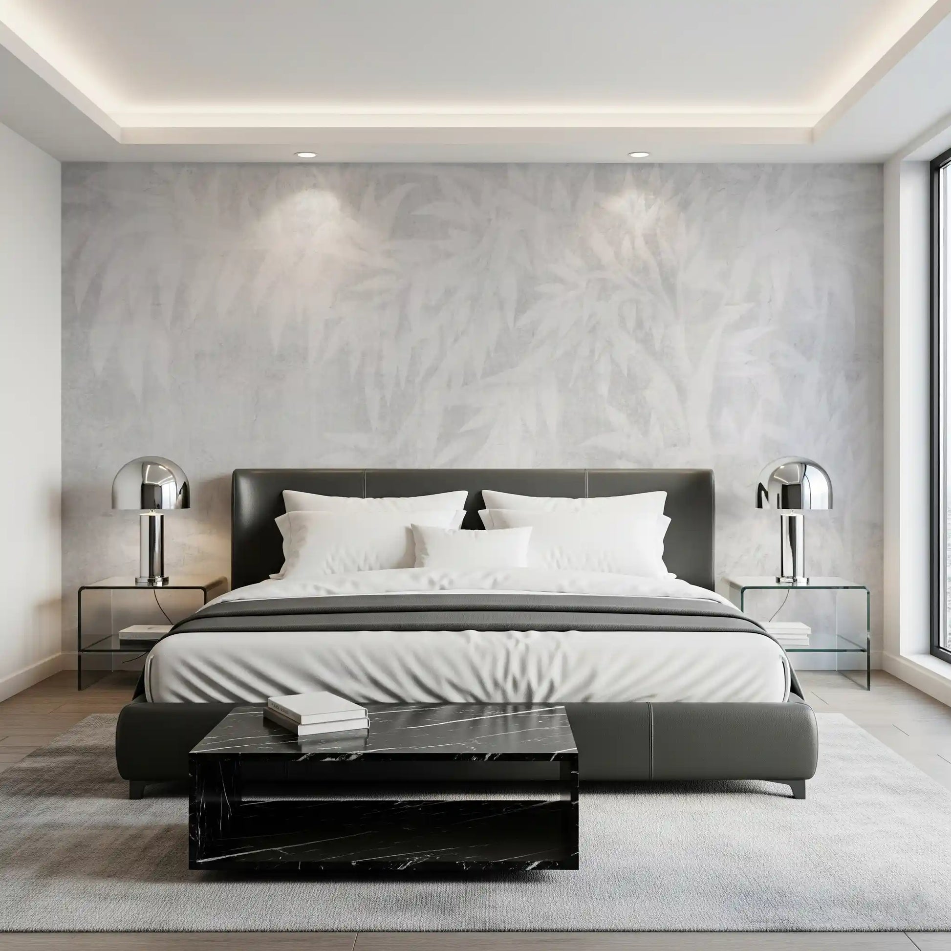 Pale Alabaster Foliage Textured Wall Mural