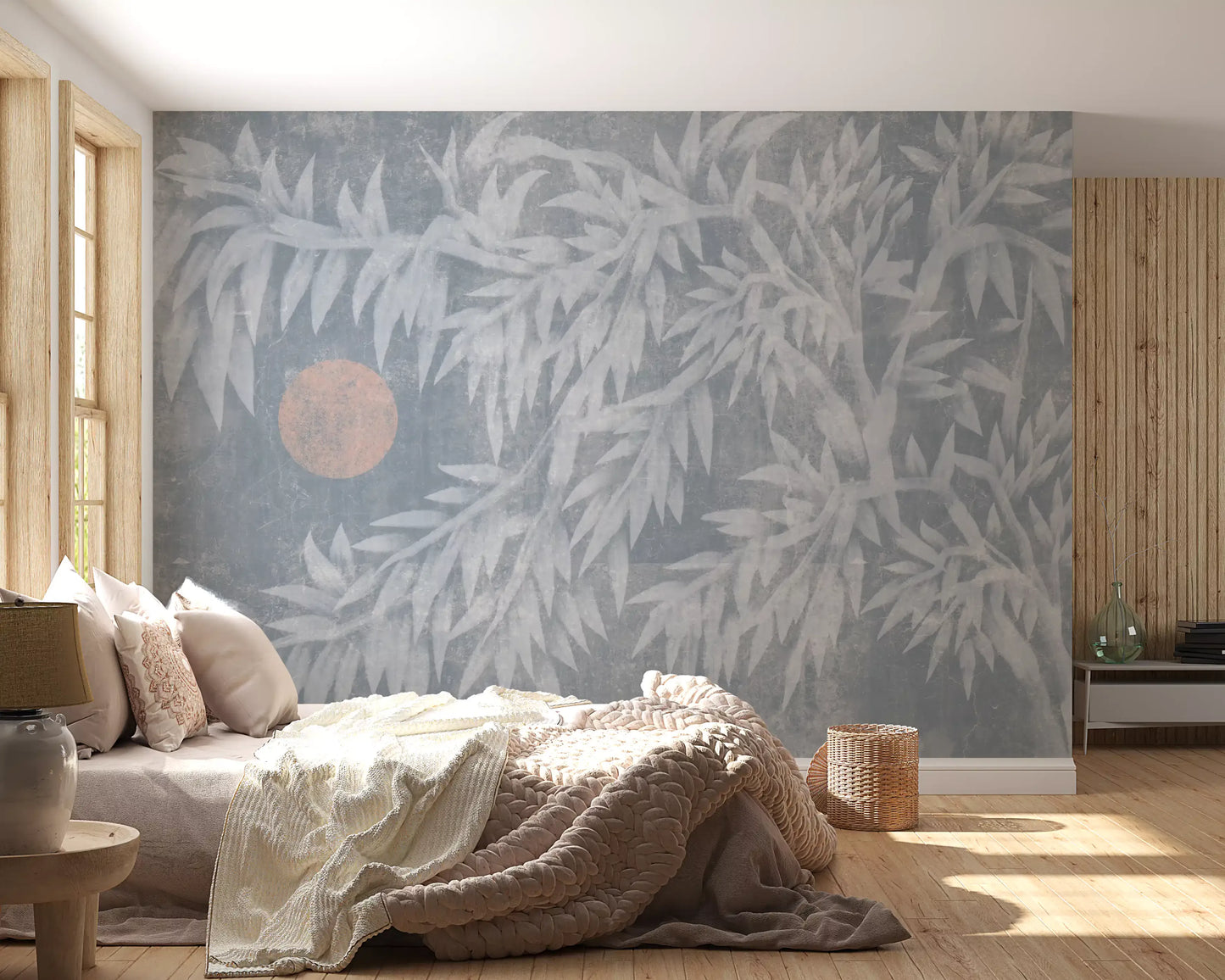 Serene Bamboo and Rising Sun Wall Mural