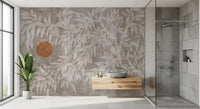 Rustic Japandi Sun and Foliage Wall Mural